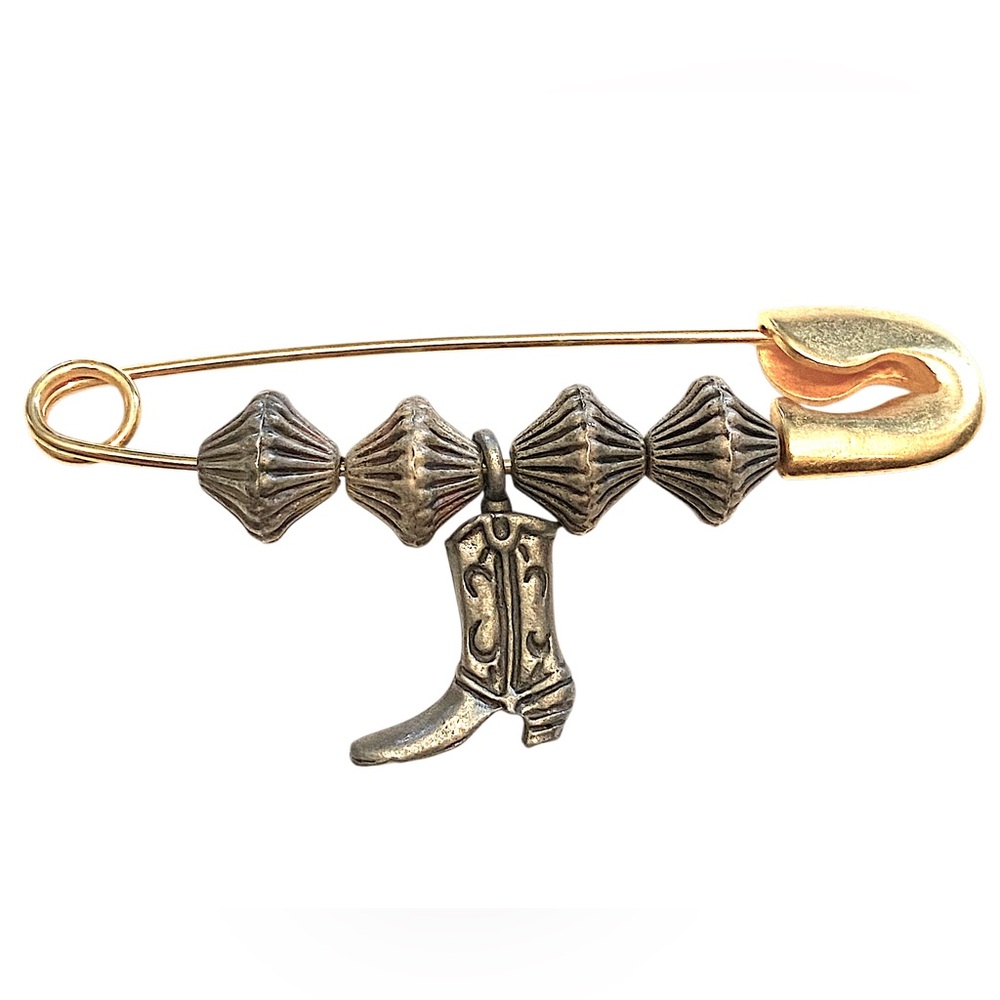 Cowboy Boot Pin Silver Gold